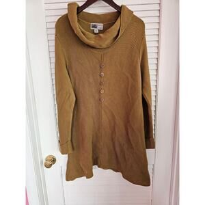 HABITAT HIGH LOW COWL NECK‎ TUNIC SWEATER GOLD BROWN LADIES MEDI